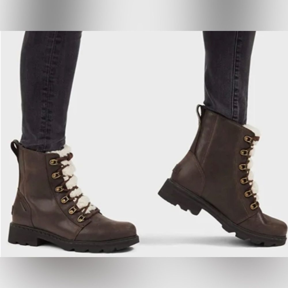 SOREL LENNOX LACE COZY BOOT Blackened Brown size: